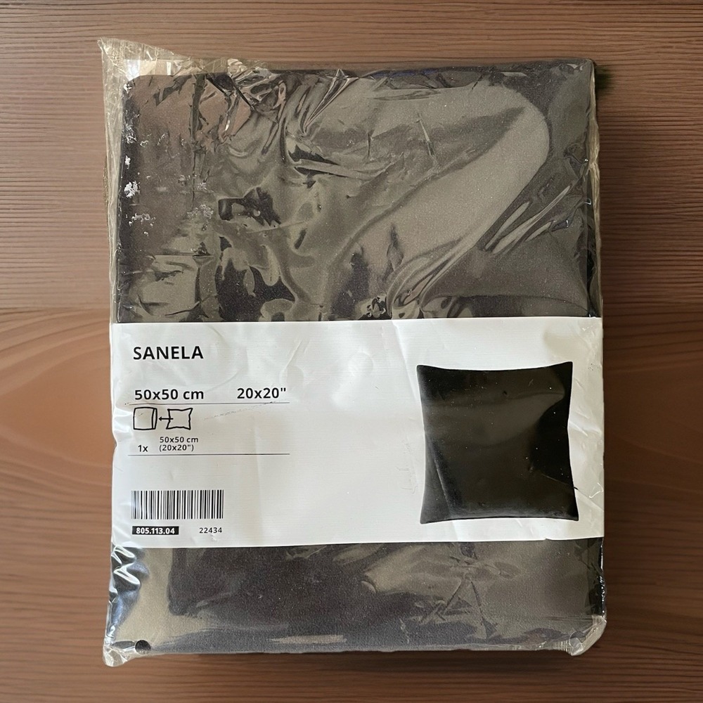 NWT IKEA SANELA Pillow Cushion Cover Black 20" x 20" Soft Velvet Cotton